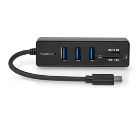 Nedis USB-C hub 5 portů černá / USB hub / 3x USB-A + SD/microSD čtečka / USB 3.2 Gen 1 / 5 Gbps