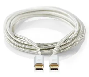 Nedis Profigold USB-C stříbrná / USB-C kabel / USB-C - USB-C / USB 2.0 / nylon / 2 m