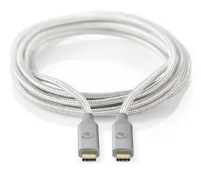 Nedis PROFIGOLD USB-C stříbrná / Datový kabel / USB-C - USB-C / USB 3.2 Gen 2x2 / 20 Gbps / nylon / 2 m