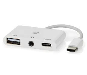 Nedis USB-C multiport adaptér / Redukce / USB-A + USB-C + 3,5mm jack / USB 2.0 / 480 Mbps