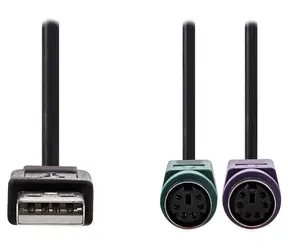 Nedis adaptér USB-A - 2x PS/2 černá / Adaptér / 480 Mbps / 30 cm