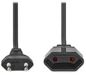 NEDIS napájecí kabel Euro zástrčka - Euro zásuvka černý / Napájecí kabel / přímý-přímý / dvoulinka / 2m