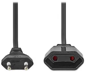 NEDIS napájecí kabel Euro černý / zástrčka Euro - zásuvka Euro / přímý / 5 m