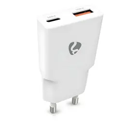 Nedis 20W bílá / Síťová nabíječka / USB-C, USB-A / PD3.0 / rychlé nabíjení
