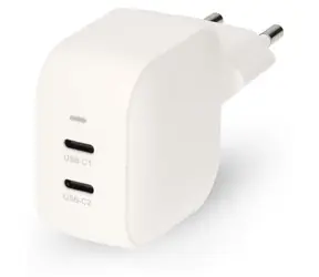 Nedis GaN 35W bílá / Síťová nabíječka / 2x USB-C PD3.0 / rychlé nabíjení