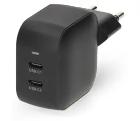 Nedis GaN 35W černá / Síťová nabíječka / 2x USB-C PD3.0 / rychlé nabíjení
