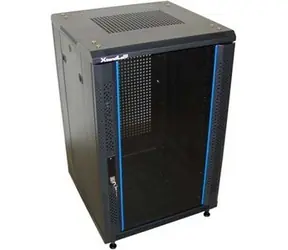 XtendLan 18U/600x800 černý / Stojanový rozvaděč / 19" / skleněné dveře / perforovaná záda