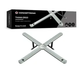 Conceptronic skládací stojan na notebook šedý / Stojan na notebook / 17,3" / nosnost 5 kg / 8 výškových pozic
