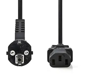 Nedis CEGB10000BK20 černá / Napájecí kabel / úhlová zástrčka Schuko - IEC-320-C13 / 2 m