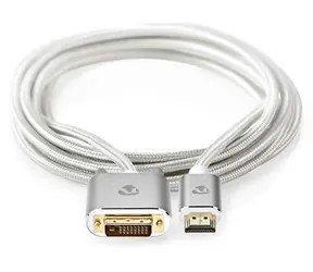 Nedis Profigold HDMI - DVI-D stříbrný / Kabel / DVI-D 24+1 Dual Link / pozlacené kontakty / opletený / 2m