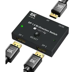 Techly IDATA-DP-2DP-8KT černá / DisplayPort splitter / 1x DisplayPort vstup / 2x DisplayPort výstup / 8K