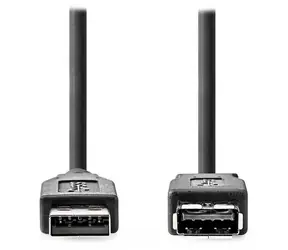 Nedis USB-A (M) - USB-A (F) 3.2 Gen1 3m černá / Prodlužovací kabel / 5 Gbps / kulatý