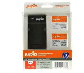 JUPIO Sada 2x NB-6LH + nabíječka pro Canon / Sada akumulátorů s nabíječkou / 1100 mAh
