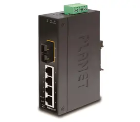Planet ISW-511TS15 / Switch průmyslový / 4x 10/100 RJ-45 / 1x 100FX SM 15km / DIN / IP30 / -40 až 75 °C