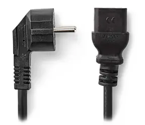 Nedis napájecí kabel IEC-320-C19 - Schuko úhlová 2m černá / Napájecí kabel / 230 V / 16 A