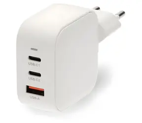 Nedis GaN 70W bílá / Síťová nabíječka / 2x USB-C PD 3.0 / 1x USB-A / rychlé nabíjení