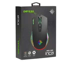 Inca IMG-309 černá / Herní drátová optická myš / RGB / 7200 DPI / 7 tlačítek / USB / 1.5m