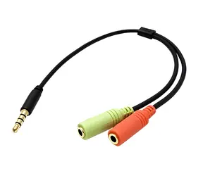 OEM redukce jack 3,5mm 4pin(M) - 2x jack 3,5mm(F) / Redukce / 25 cm / pro sluchátka a mikrofon