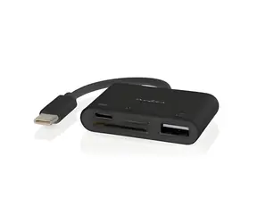 Nedis CCGB64780BK01 černá / USB-C hub / 4 porty / USB-A + USB-C / SD & microSD čtečka / USB 2.0