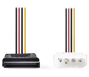 Nedis redukce napájení SATA 15-pin - Molex 4-pin / Napájecí kabel / 15 cm