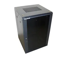 XtendLan 18U/600x600 stojanový černá / 19" rozvaděč / skleněné dveře / plná záda