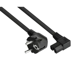 Kabelmeister napájecí kabel síťová vidlice úhlová - IEC C15 úhlová / Napájecí kabel / 0,5 m / černý