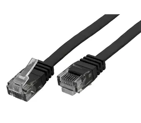 OEM Patch kabel UTP Cat.6 plochý černý / Patch kabel / 7 m / AWG 32