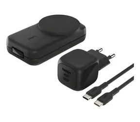 Belkin UltraCharge WIZ036kqBK černá / Bezdrátová nabíječka 3v1 / Qi2 / magnetická / skládací / 25W