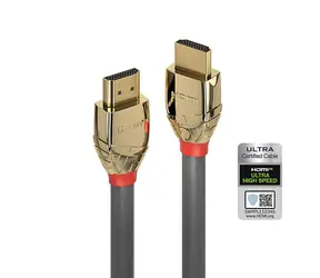 Lindy Gold Line 37604 šedá / HDMI kabel / Ultra High Speed / 5 m / HDMI 2.1 / 120Hz
