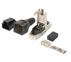 Digitus RJ-45 CAT.6a stříbrná/černá / Konektor / pro montáž v terénu / STP / 1 ks