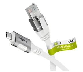Goobay LAN adaptér USB-C - RJ-45 bílý 3 m / LAN adaptér / Cat.6 / 1 Gbit/s