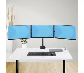 StarTech stolní držák pro 3 monitory černá / Stojan pro tři monitory / do 27" / nosnost 21 kg / pružinová ramena