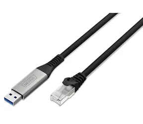 Digitus AK-300600-100-S černá / Adaptérový kabel / USB-A - RJ-45 / Gigabit Ethernet / 10 m