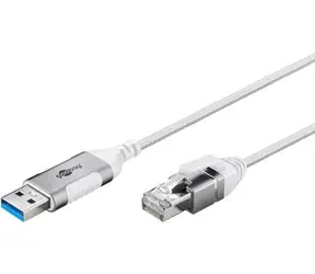 Goobay Adaptérový kabel USB-A - RJ-45 Slim bílá / Adaptér / USB 3.2 Gen 1 / Cat.6 / 1 Gbit/s / 2 m