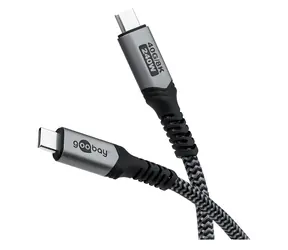 Goobay černo-šedá / USB kabel / USB-C (M) - USB-C (M) / USB4 Gen 3x2 / 40 Gbps / PD 240W / 1,5 m