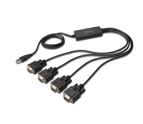 Digitus DA-70159 černá / USB adaptér / 4x RS232 / USB 2.0 / 1,5 m