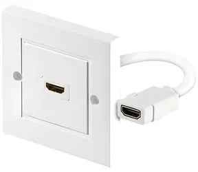 Goobay 51722 bílá / Nástěnná zásuvka HDMI / pozlacené kontakty / 4K 60Hz / kabel 18 cm