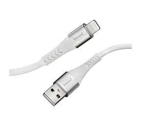 Intenso A315L bílá / Kabel USB-A - Lightning / 1,5 m / 12W / nylonový opletení