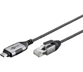 Goobay 74405 černá/šedá / Adaptér / USB-C – RJ-45 / USB 3.2 Gen2 / Cat.6 / 5 m