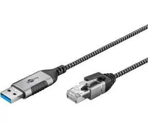Goobay USB-A - RJ-45 Slim černá/šedá / USB LAN adaptér / USB 3.2 Gen 1 / Cat.6 FTP / 1 Gbit/s / 1 m