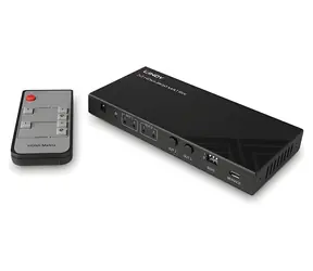 Lindy 2x2 8K60 Matrix HDMI černý / Přepínač / EDID management / dálkové ovládání / HDCP 2.3