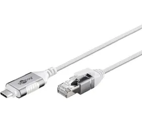 Goobay 74387 bílá / Adaptérový kabel USB-C na RJ-45 / Cat.6 / 1 Gbit/s / 2 m