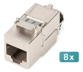 Digitus DN-93816-8 stříbrná / Keystone modul Cat.8.1 / stíněný / montáž bez nářadí / 8 ks