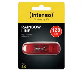 Intenso Rainbow Line 128GB červená / Flash disk / USB 2.0 / čtení 32 MB/s / zápis 6,5 MB/s