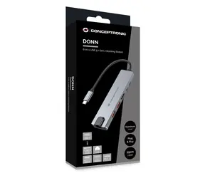 Conceptronic DONN29G / USB-C dokovací stanice / 6v1 / 2x USB-A 3.2 / 2x USB-C / HDMI / Gigabit Ethernet