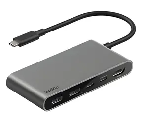 Belkin CONNECT AVC022 šedá / USB-C hub / 5v1 / 2x USB-C port