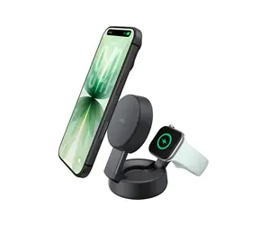 Belkin UltraCharge WIZ043kqCH tmavě šedá / Bezdrátová magnetická nabíječka 2v1 / 25W / Qi2