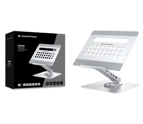 Conceptronic DONN27G stříbrná / Dokovací stanice se stojanem / USB-C / HDMI / 2x USB-A 3.2 / Čtečka karet