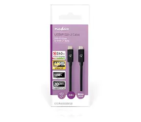 Nedis USB4 Gen 2x2 černá / Kabel USB-C - USB-C / 240 W / 8K 60Hz / 20 Gbps / 2 m