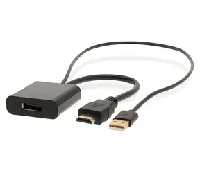 Nedis adaptér HDMI - DisplayPort černá / HDMI(M) - DisplayPort(F), USB-A / 4K 30Hz / Pozlacené